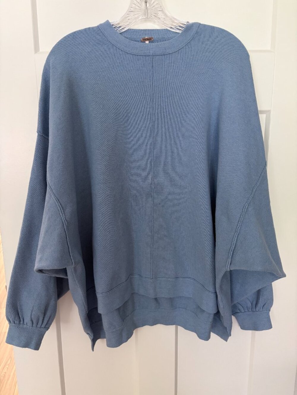 Free People Uptown Pullover Rippling Waters Blue XS Oversized Drop Shoulder
